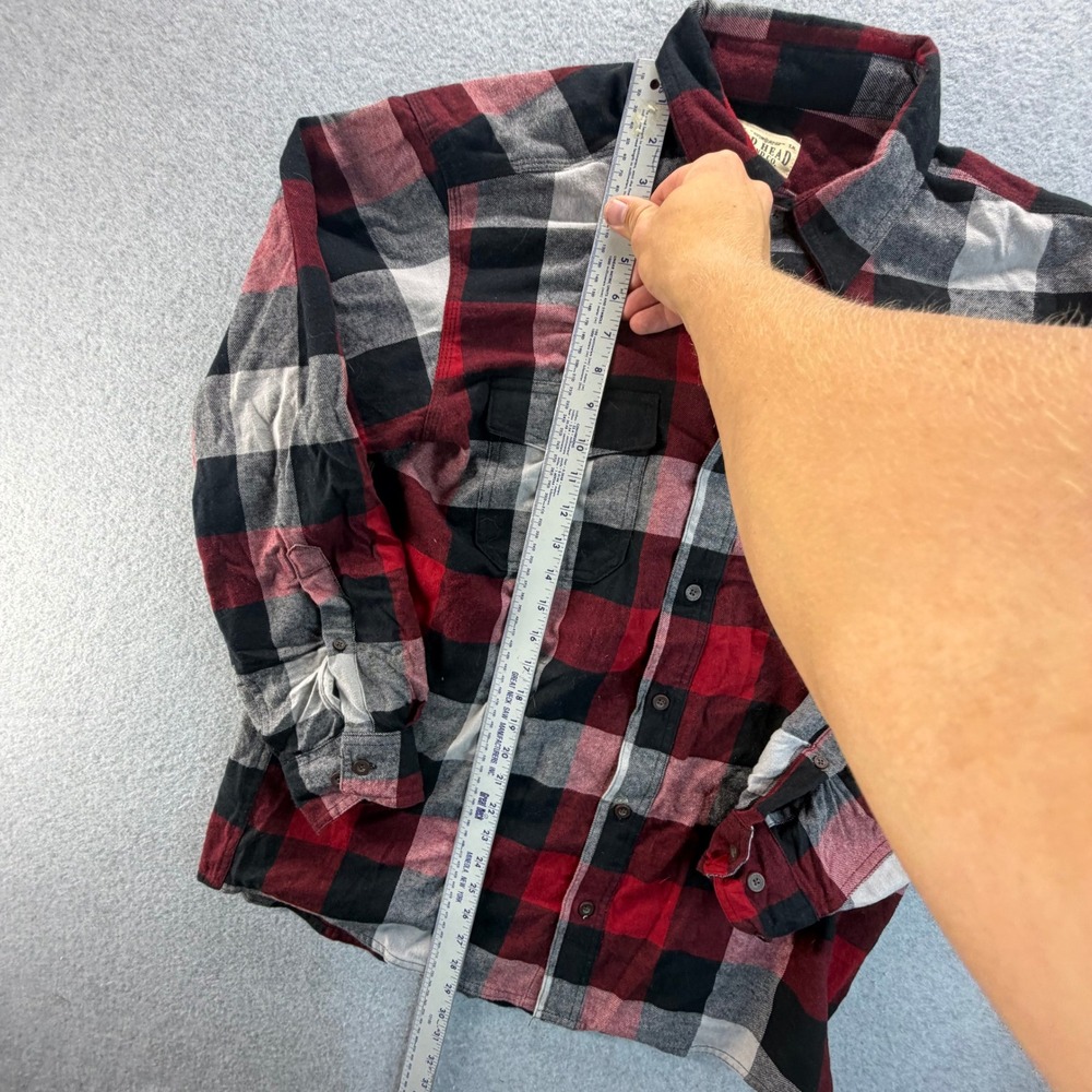Red Head Brand Co Mens Large Red Black White Buffalo Plaid Flannel Shirt L - Picture 2 of 7